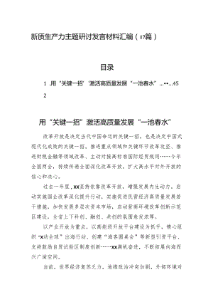 新质生产力主题研讨发言材料汇编（17篇）.docx