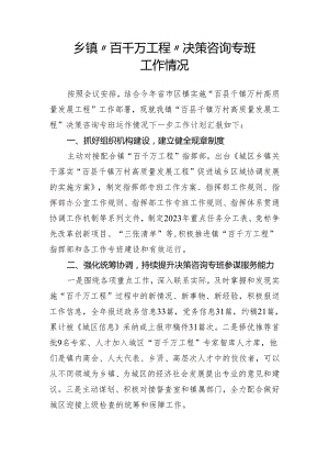 乡镇“百千万工程”决策咨询专班工作情况.docx