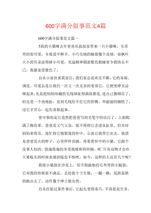 600字满分叙事范文4篇.docx