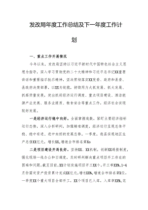 发改局年度工作总结及下一年度工作计划.docx