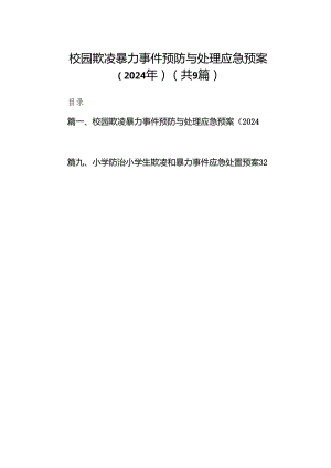 校园欺凌暴力事件预防与处理应急预案（2024年）（9篇合集）.docx