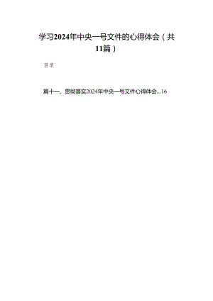 （11篇）学习2024年中央一号文件的心得体会集锦.docx