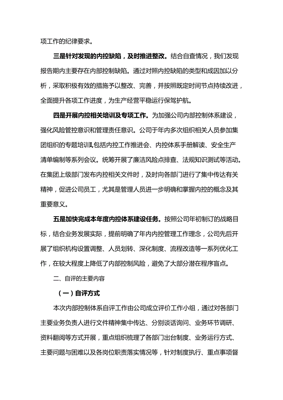 公司年度内部控制体系建设自评报告.docx_第2页