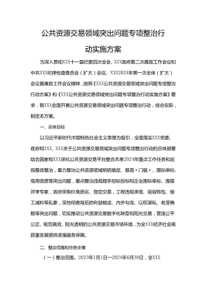 公共资源交易领域突出问题专项整治行动实施方案.docx