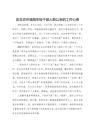 区生态环境局年轻干部入职以来的工作心得.docx