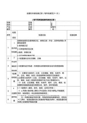 起重机年度检查记录（每年检查至少一次）（按不同类型起重机制定记录）.docx