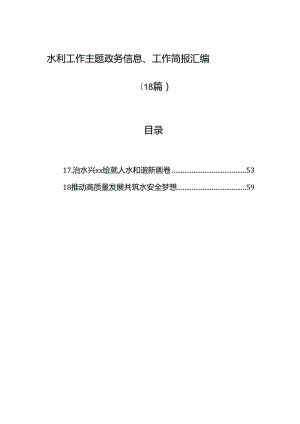 水利工作主题政务信息、工作简报汇编（18篇）.docx