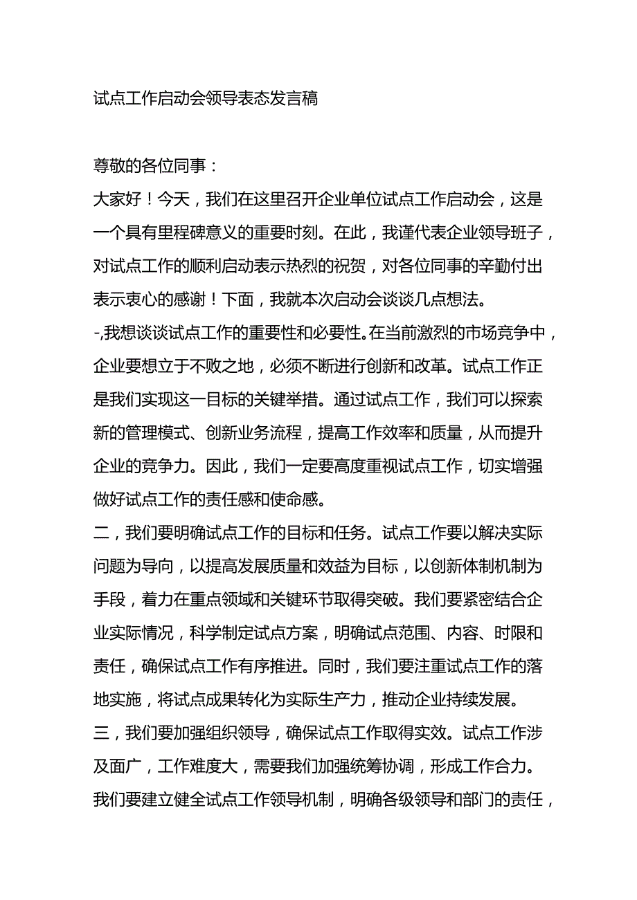 试点工作启动会领导表态发言稿.docx_第1页