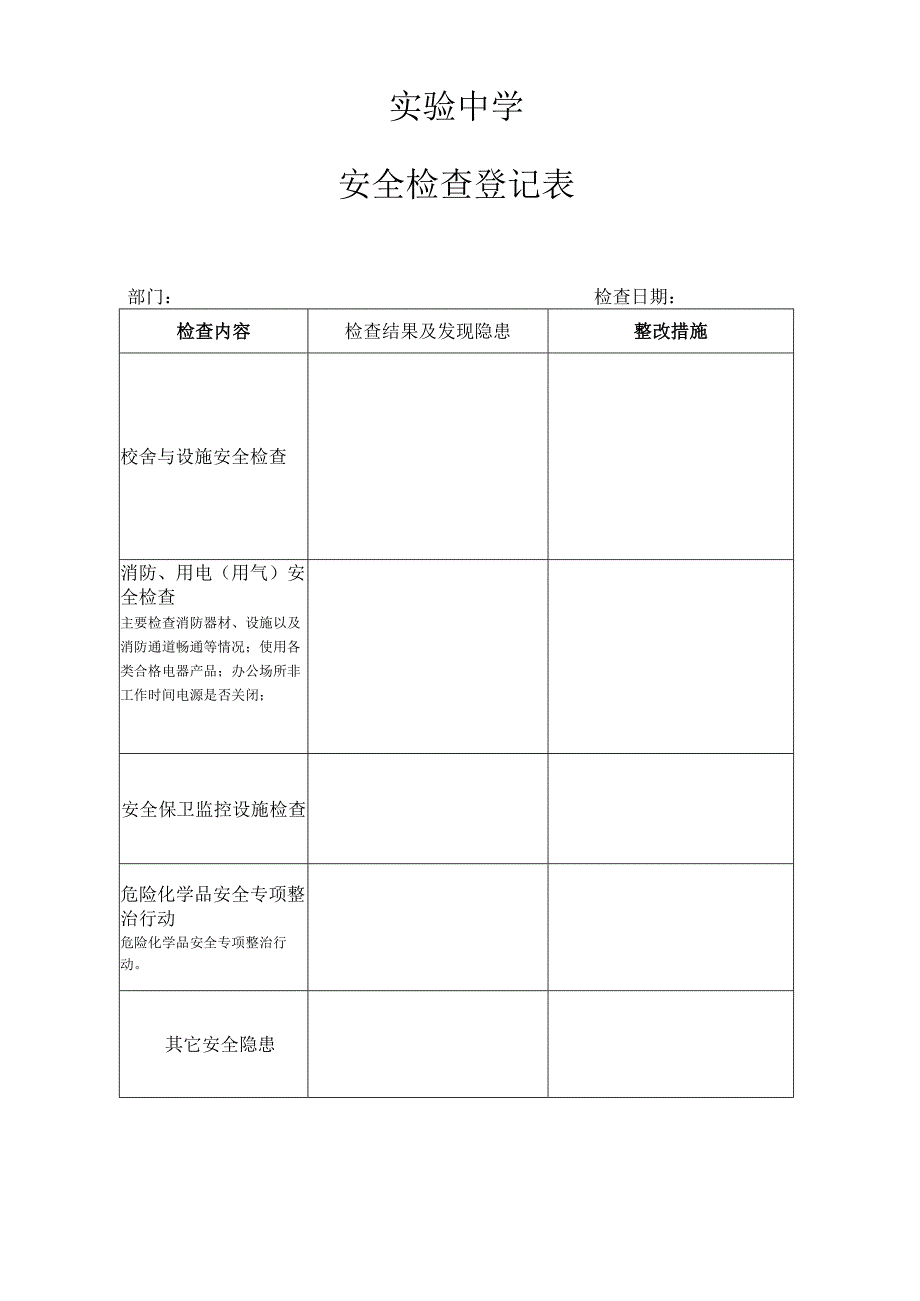 校园安全各科室检查登记表.docx_第1页