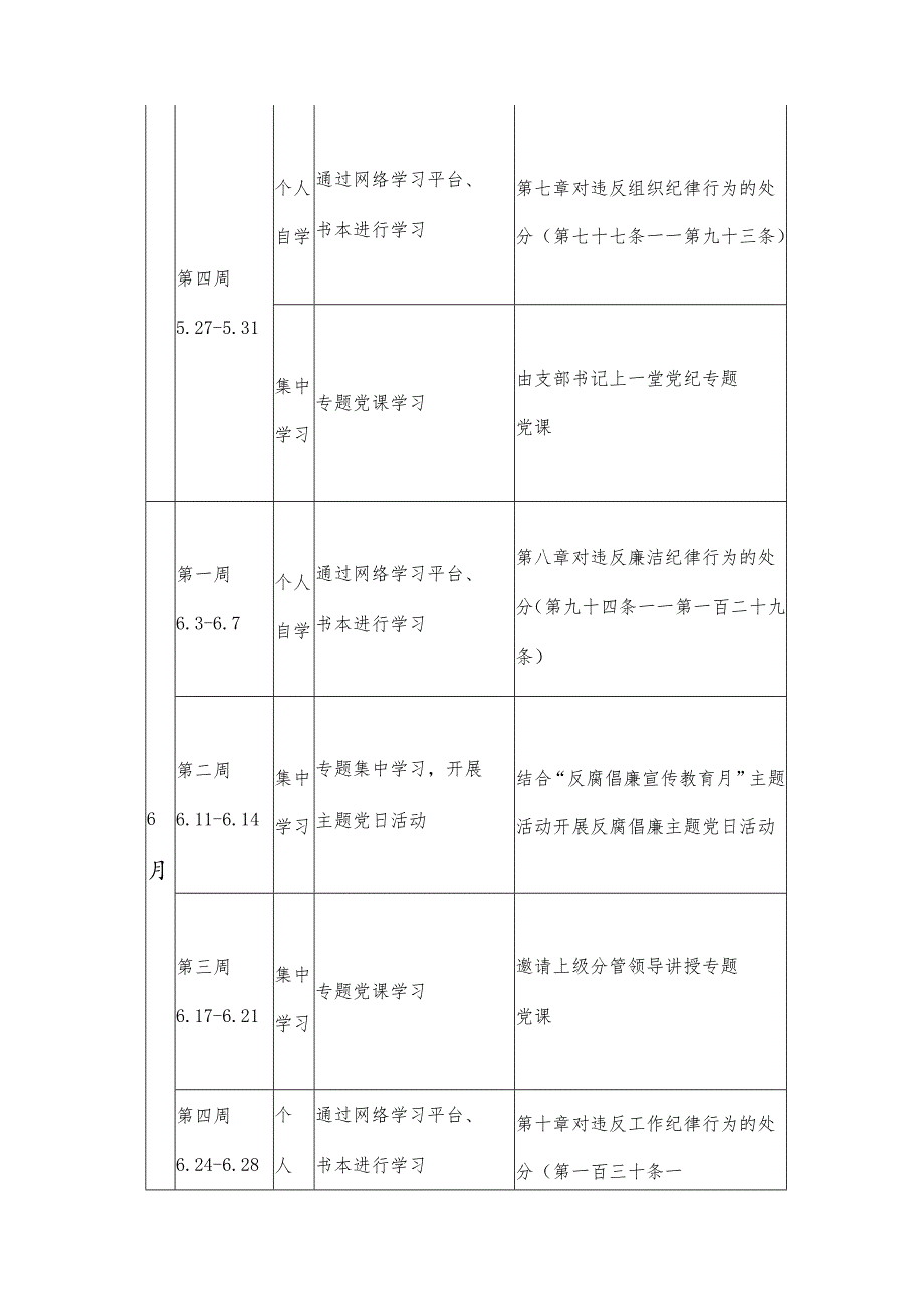 2024年党支部党纪学习教育学习计划表.docx_第3页