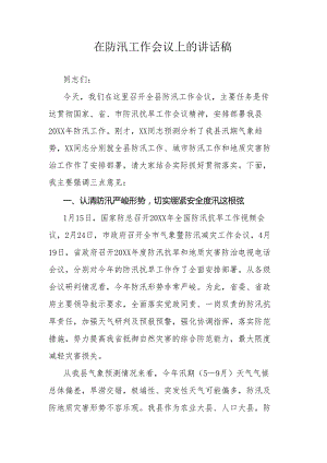 在防汛工作会议上的讲话稿.docx