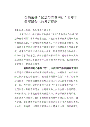 在某某县“纪法与青春同行”青年干部座谈会上的发言提纲.docx