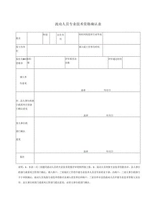 流动人员专业技术资格确认表.docx