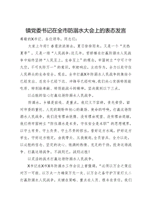 镇党委书记在全市防溺水大会上的表态发言.docx