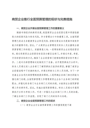 商贸企业推行全面预算管理的现状与完善措施.docx