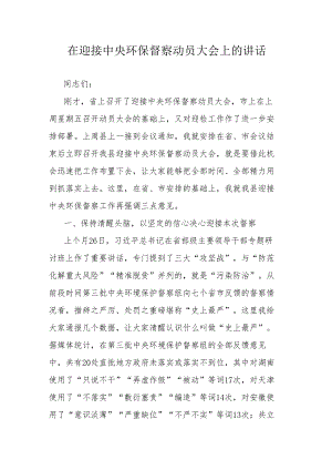 在迎接中央环保督察动员大会上的讲话.docx