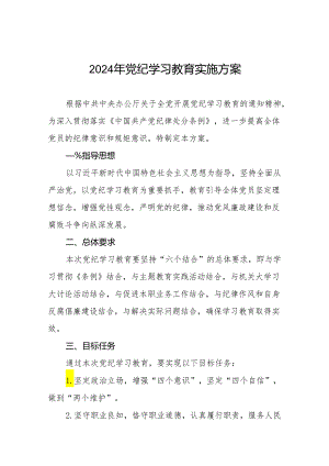 关于开展2024年党纪学习教育活动的实施方案7篇.docx