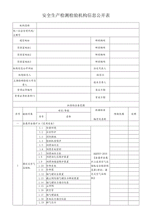 安全生产检测检验机构信息公开表.docx