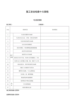 节后复工十个检查表（建筑施工）.docx