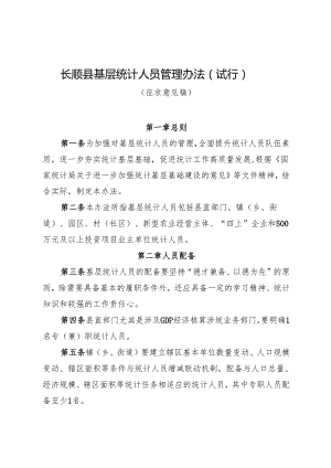 长顺县基层统计人员管理办法（试行）.docx