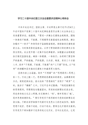 (六篇)学习二十届中央纪委三次全会重要讲话精神心得体会精选.docx