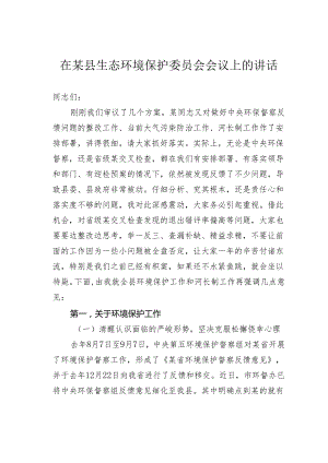 在某县生态环境保护委员会会议上的讲话.docx