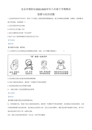 精品解析：北京市朝阳区2022-2023学年八年级下学期期末道德与法治试题（解析版）.docx