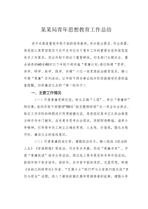 某某局青年思想教育工作总结.docx