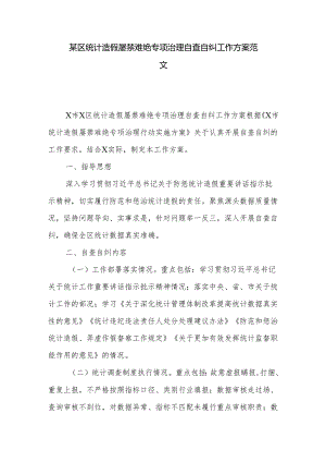 某区统计造假屡禁难绝专项治理自查自纠工作方案范文.docx