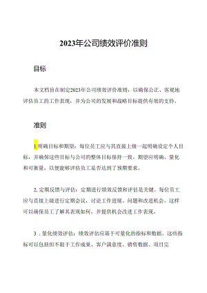 2023年公司绩效评价准则.docx