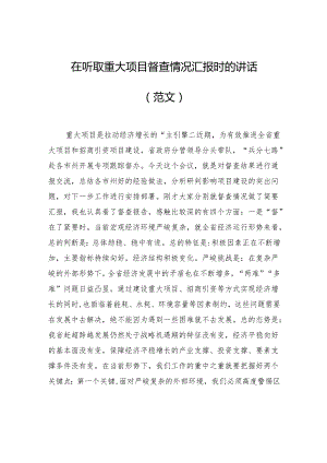 在听取重大项目督查情况汇报时的讲话.docx