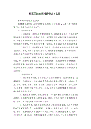 档案风险自查报告范文（3篇）.docx