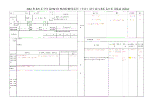 XX水利水电职业学院2021年度高校教师系列（专业）X级专业技术职务任职资格评审简表（2024年）.docx