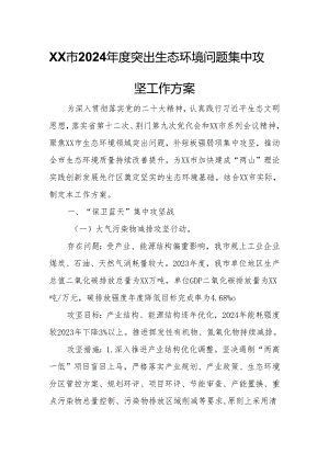 XX市2024年度突出生态环境问题集中攻坚工作方案.docx