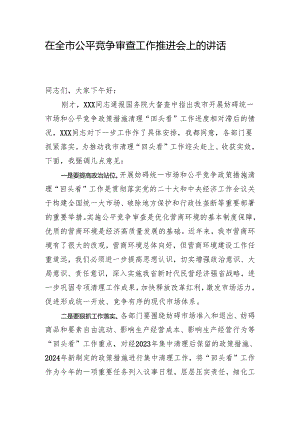 在全市公平竞争审查工作推进会上的讲话.docx