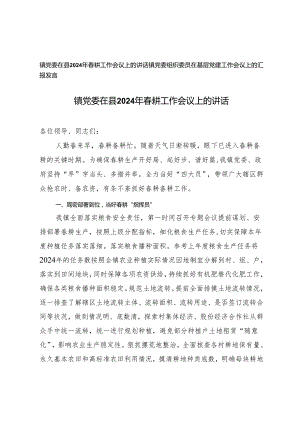 2篇 镇党委在县2024年春耕工作会议上的讲话 镇党委组织委员在基层党建工作会议上的汇报发言.docx