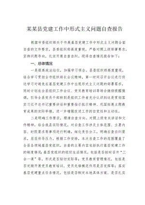 某某县党建工作中形式主义问题自查报告.docx