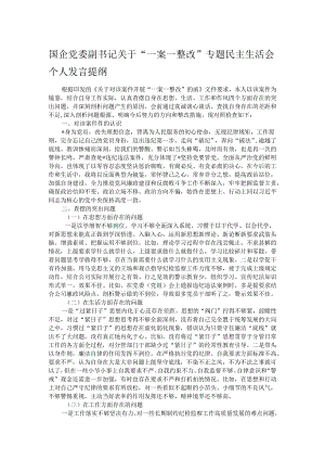 国企党委副书记关于“一案一整改”专题民主生活会个人发言提纲.docx