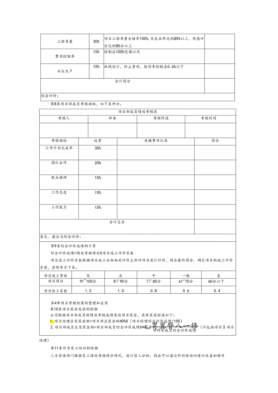 房地产项目部及管理人员绩效考核管理制度.docx_第2页