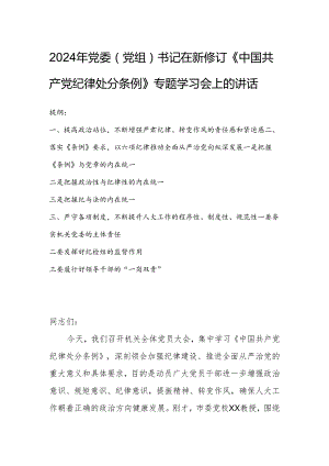 2024年党委（党组）书记在新修订《中国共产党纪律处分条例》专题学习会上的讲话.docx