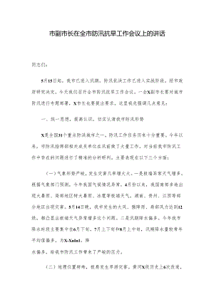 市副市长在全市防汛抗旱工作会议上的讲话.docx