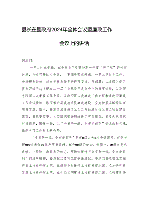 县长在县政府2024年全体会议暨廉政工作会议上的讲话.docx