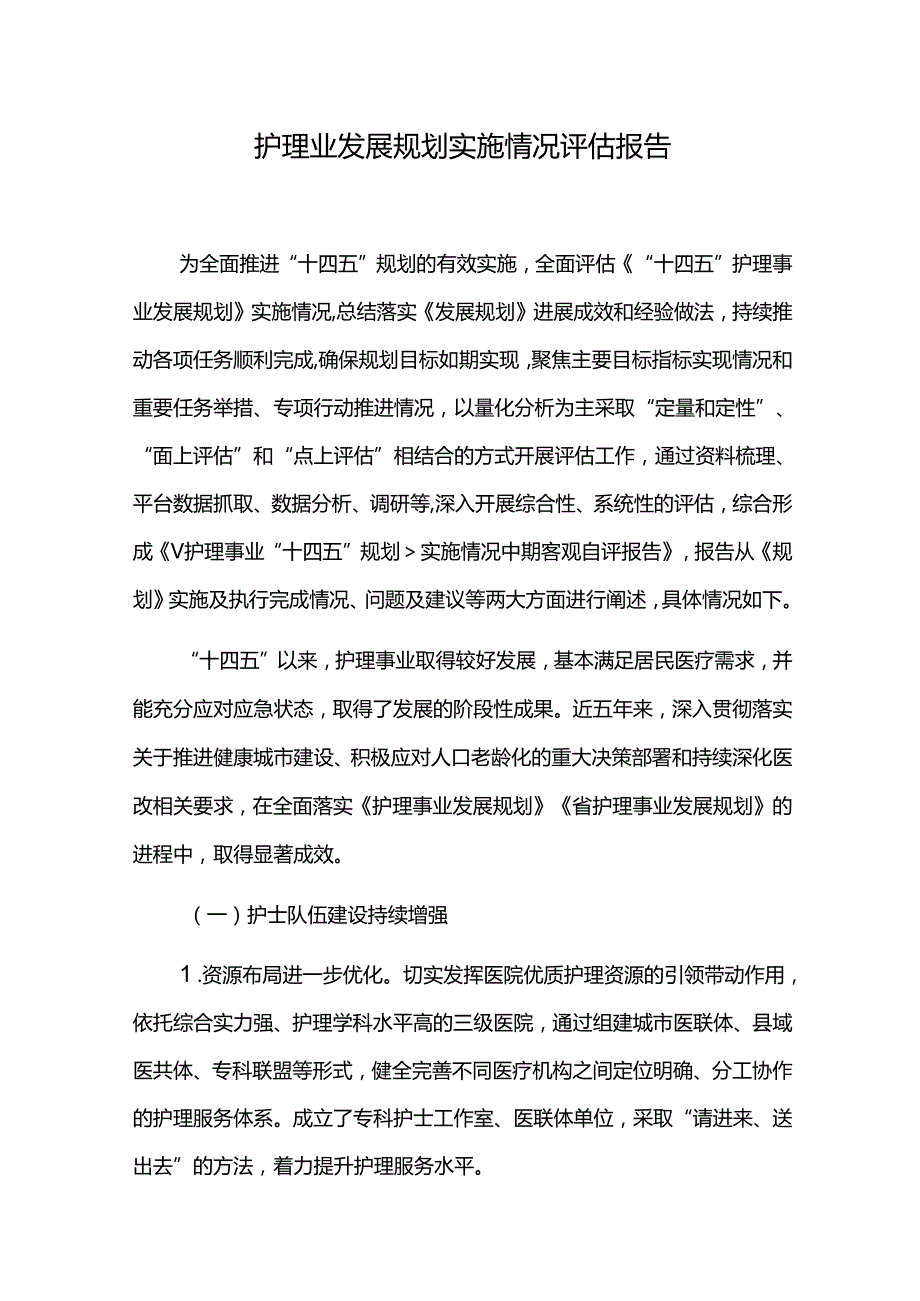 护理业发展规划实施情况评估报告.docx_第1页