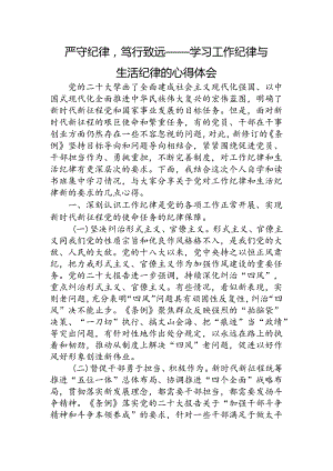 党纪学习教育关于学习工作纪律与生活纪律的心得体会发言.docx