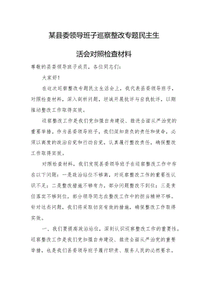 某县委领导班子巡察整改专题民主生活会对照检查材料.docx