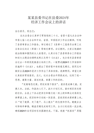 某某县委书记在县委2024年经济工作会议上的讲话.docx