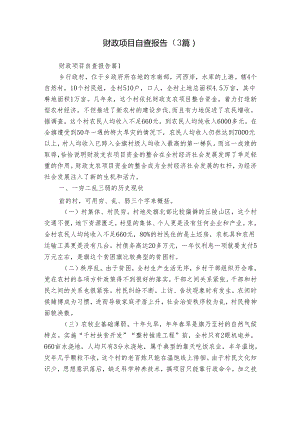 财政项目自查报告（3篇）.docx