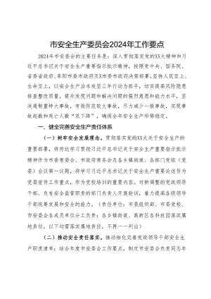 某市安全生产委员会2024年工作要点.docx