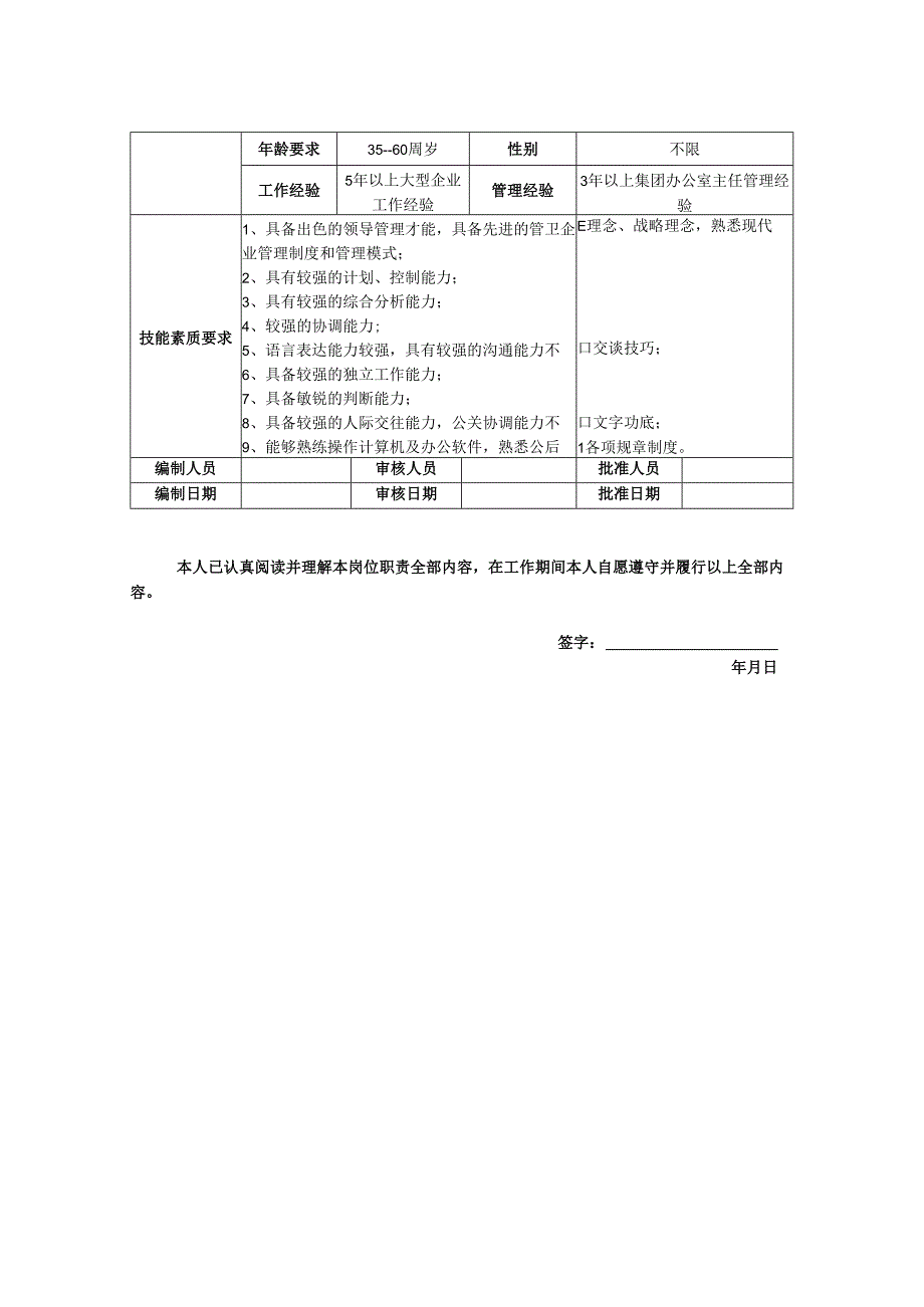 集团办公室主任-岗位职责说明书.docx_第2页