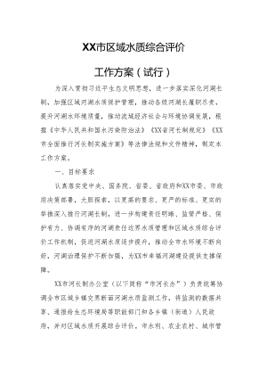 XX市区域水质综合评价工作方案.docx